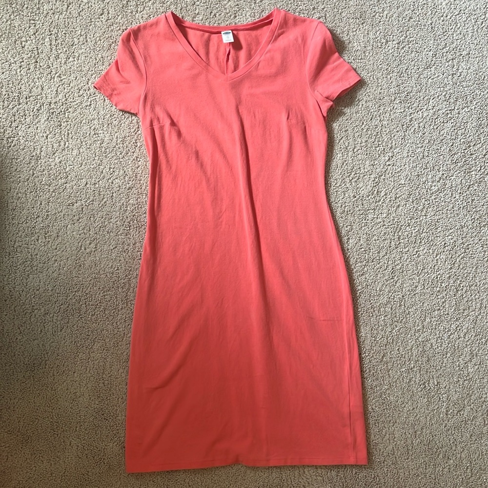 Old Navy Pink V-Neck T-Shirt Dress